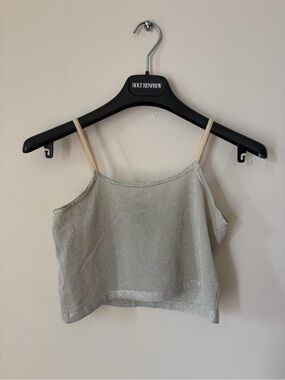 Emilio Cavalli - Silver Sparkle Spaghetti Strap Crop Top
